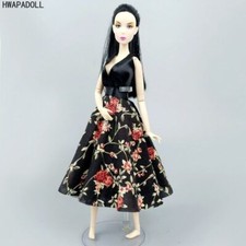 Black Floral Fashion Dress Outfits for 11.5" Girl Doll Clothes Party Gown 1/6