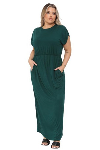 MUJER MANGA CORTA LARGO DAMAS 2 BOLSILLOS LARGO MAXI VESTIDO TALLA GRANDE - Imagen 7 de 21