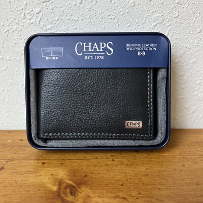 Chaps Ralph Lauren NEW Mens Black Leather Bifold RFID Wallet | eBay