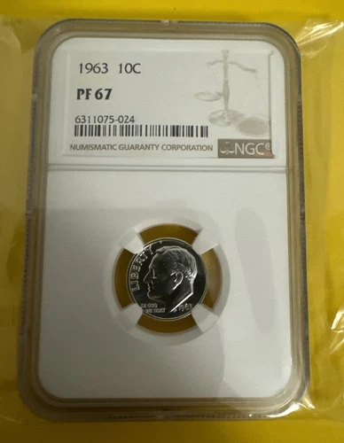 1963 Roosevelt Silver Dime NGC PF67