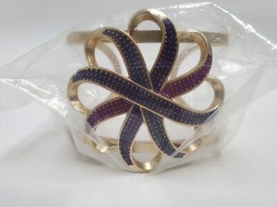 NRO Starburst gold tone purple enamel Cuff bracelet Jewelry Gift