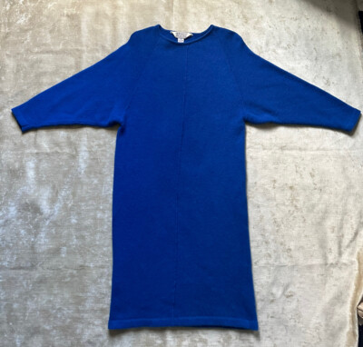 Vintage David Hollis Tunic Sweater Dress Sz S Wool Angora Blue Retro Bright