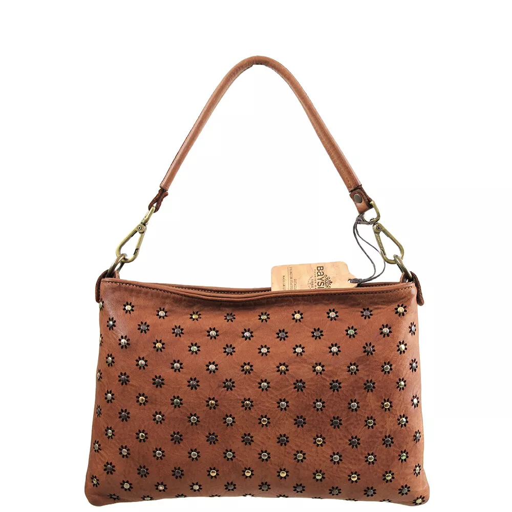 Borsa Pochette in vitello vintage made in Italy con borchie