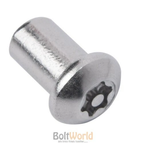 BOLT WORLD TUERCAS DE CAÑÓN DE SEGURIDAD CON CABEZA DE CÚPULA DE BOTÓN TORX DE 6 LÓBULOS PARA TORNILLOS/PERNOS DE MÁQUINA