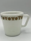 VINTAGE PYREX BUTTERFLY GOLD YELLOW D HANDLE COFFEE MUG CUP 1410 MILK GLASS