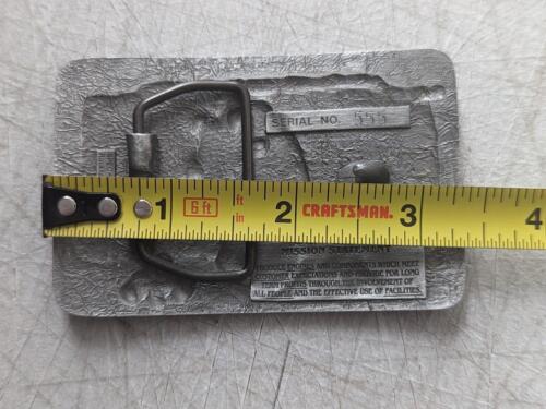 vintage JOHN DEERE belt buckle ENGINE WORKS western PEWTER farming TRACTOR - Picture 2 of 5