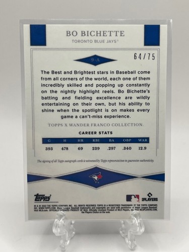 2022 Topps X Wander Franco Exclusive Bo Bichette Auto /75 Best & Brightest Jays - Picture 2 of 2
