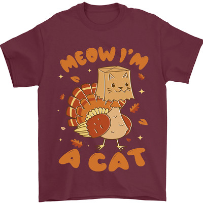 Thanksgiving Christmas Truthahn Ich Bin Eine Katze Herren T-Shirt 100% Baumwolle