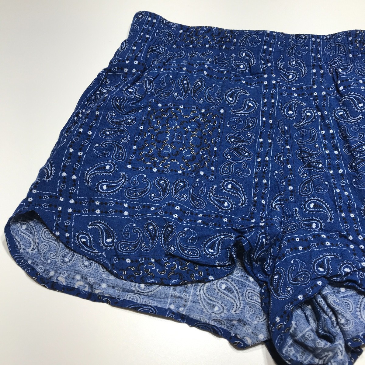 IML Isaac Morris Shorts Womens Medium Blue Paisley Bandana Pull On