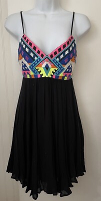 Mara Hoffman Swim Embroidered Black Backless Tie Mini Dress XS Boho | eBay