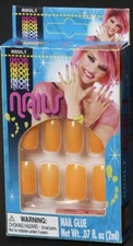 Forum Novelties - Neon Fingernails - Orange - 12 Nails - 10 Adhesive Tabs