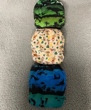 Three OS Pocket Cloth Diaper w/ Suede Inner by Nicki's Diapers Monkey Dino Sea
