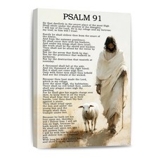 Psalm 91 Canvas Wall Art Bible Verses Decor Scripture Painting Christian Pray...
