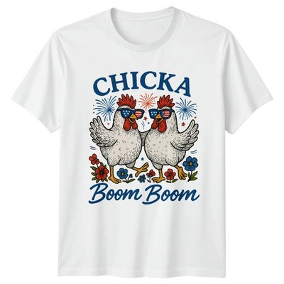 Chicka Boom Boom T-Shirt Bauernhoftier patriotisch 4. Juli Geschenk und sie