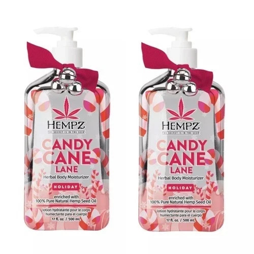 2 PACK of HEMPZ CANDY CANE LANE HOLIDAY HERBAL BODY MOISTURIZER LOTION FREE SHIP