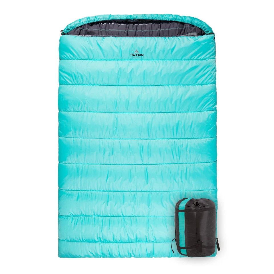 Sacos de dormir TETON Sports Mammoth 0 grados cálidos para camping y campamento base, verde azulado