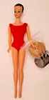 Vintage 1963 Fashion Queen Barbie Doll #870 Red Jersey Knit Swimsuit 2 Wigs