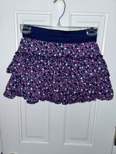 SKIRT - Girls' - Justice - Navy/Pink Floral - Layered/Tiered - Size 12