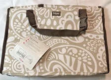 Thirty-One Brown Floral Woodblock Oh Snap Pocket Organizer - NEW