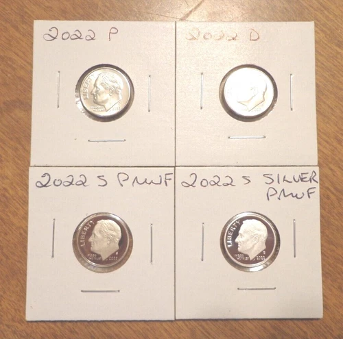 2022 P D S S Roosevelt Dime Silver & Clad Proof PDSS 4 Coin Set Lot