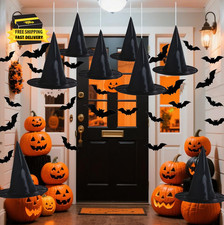 Halloween Decorations Outdoor Indoor - 8PCS Witch Hats  32PCS 3D Bats Decoratio