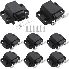 Self-Closing Push to Open Door Latch Cabinet Hardware 8 Pack Black Lock