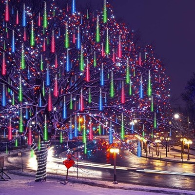 Meteor Shower LED Christmas Lights 8 Tubes Falling Rain Icicle Outdoor Decor