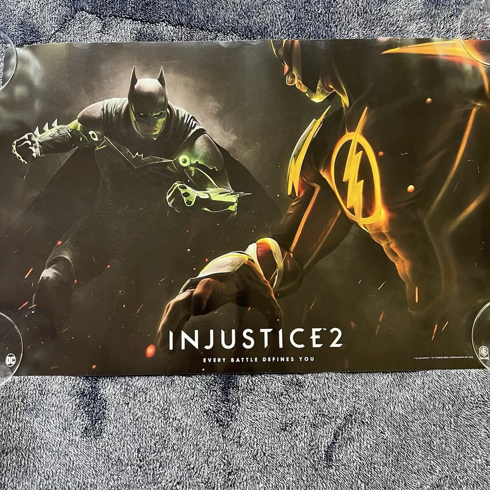 Póster promocional Injustice 2 2016 17x11 Batman vs Flash GameStop Display DC Foto 2 de 4