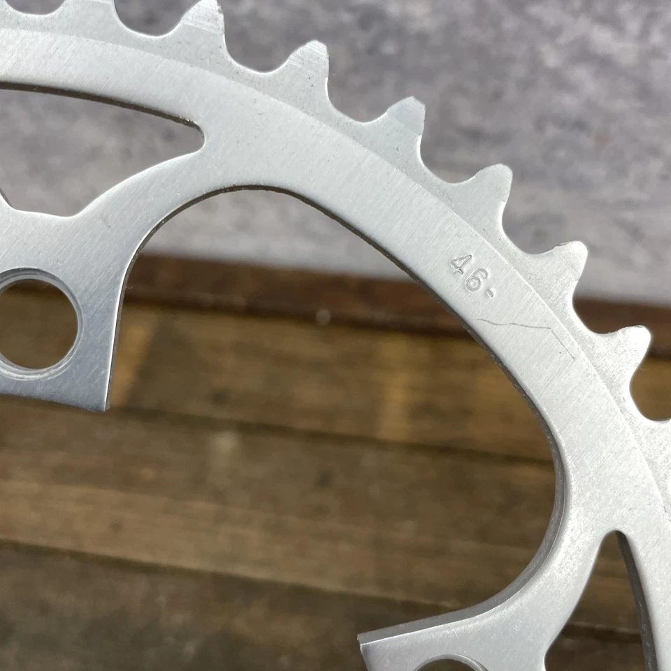 Plato especializado 46T 110 mm BCD 5 pernos aleación de plata vintage nuevo despegue Foto 3 de 4