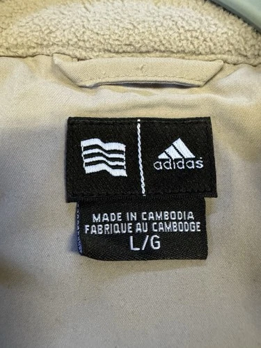 adidas Men's Beige Fleece Vest Full Zip Pockets Stand-Up Collar Size L AWV002 image 3
