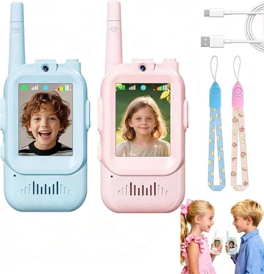 CARZIYER Walkie-Talkie für Kinder, wiederaufladbar, mit Video & Kamera, Reichweite 100 –