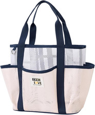 Mesh Beach Bag for Women Small Beach Tote Bag Sandproof Foldable Swim Pool Ba...
