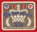GREAT BRITAIN  - OKELL I.O.M. VINTAGE 1953 CORONATION ALE BEER LABEL- Pack S15