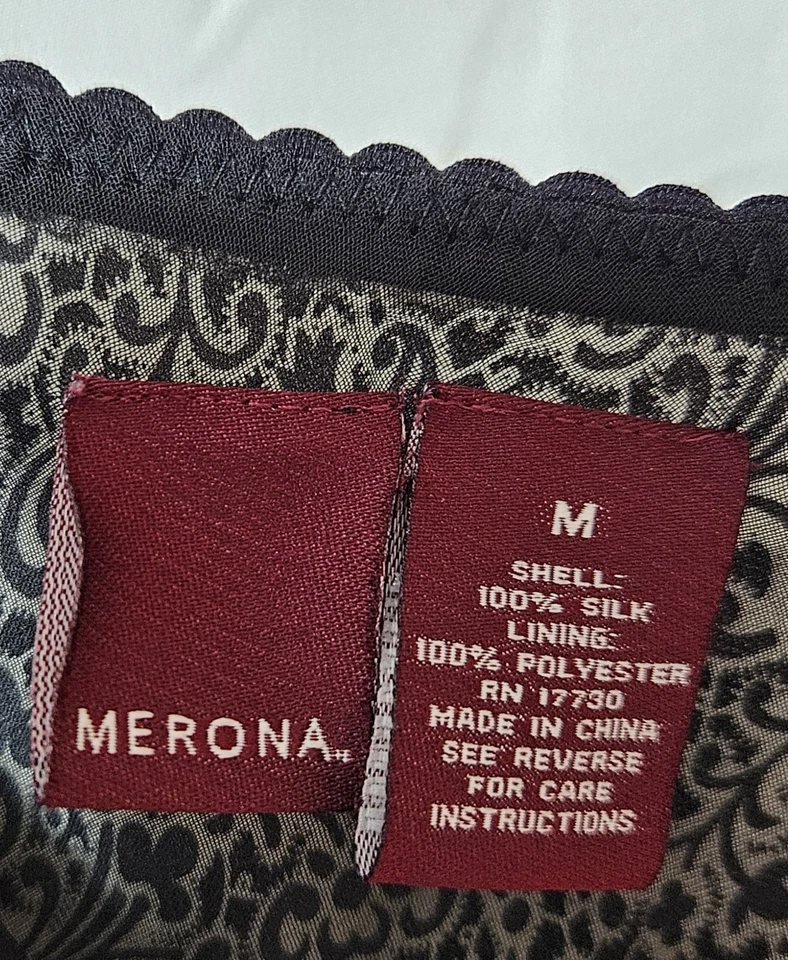 Falda midi de seda Merona de 28"x27" para mujer con cremallera lateral tela forrada fluida Foto 2 de 4