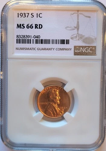 1937-S   NGC MS-66 Red Lincoln Cent.   #278