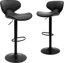 Swivel Adjustable Barstool, Counter Height Chairs W/Backrest and Footrest for Ba