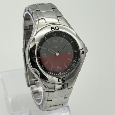 Men's LORUS Silver Tone Classic Bracelet Watch, Gray/Red Changing Dial, LR0804