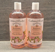2x Crabtree Evelyn - ROSEWATER - Bath Shower Gel Body Wash 16.9 oz Each