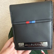 BMW PUMA Black Bifold Men's Wallet with Logo and Metal Plate Accents