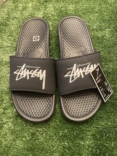 Stussy x Nike Benassi Sandals, Mens Off Noir Slides CW2787-001 Black 12