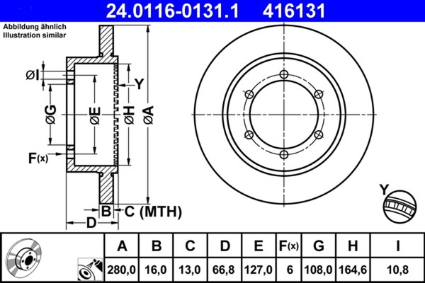 2X ATE Bremsscheibe 24.0116-0131.1 FüR Cabstar NT400 Nissan F24W F24M DCI F91AN-image