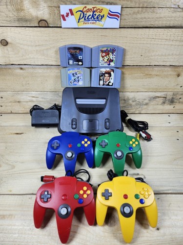 Nintendo 64 N64 4-Player Bundle! 4 Controllers & 4 Multi-Player Games - Tested!