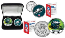 PHILADELPHIA EAGLES Officially Licensed NFL 2-COIN SET w/ Deluxe Display Box