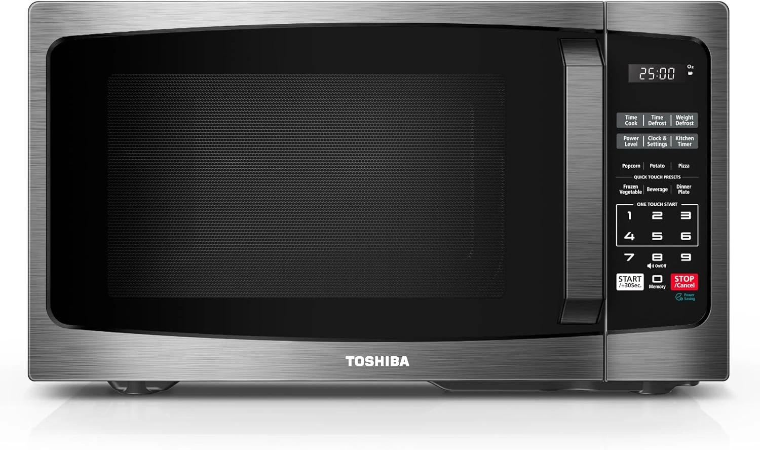 Compact 0.9 Cu Ft Microwave Oven with 6 Auto Menus & Child Lock - Black Stainles