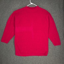 Vintage Cuddle Knit Hot Pink Heart Cable Knit Sweater Women's Size M Made in USA