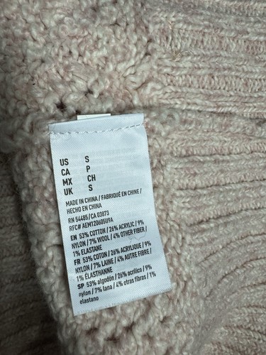 American Eagle Sweater Women’s Size Small Wool Blend Pink Open Knit Long Sleeve - Picture 8 of 9