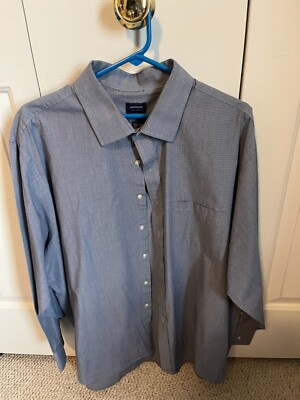 Men's Arrow Classic Fit Dress Shirt 18-18.5 34/35 Blue micro-check | eBay
