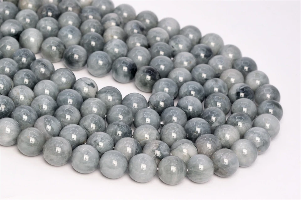 Cuentas redondas de crisoberilo gris claro natural genuino de 14 mm A+ 7,5" Foto 2 de 3