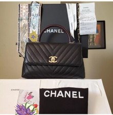 Chanel Coco Handle Black Caviar gold hw bag Lizard Emboss Handle Receipt 