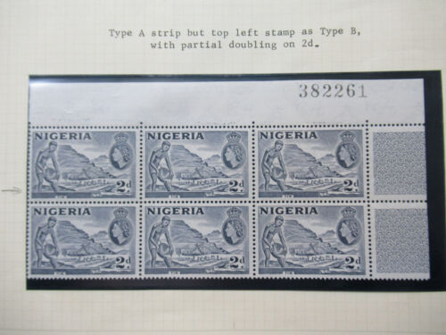 NIGERIA: Mint block of 6 1958 2d TIN,  with Type A and Type B identified, MNH - Picture 1 of 2